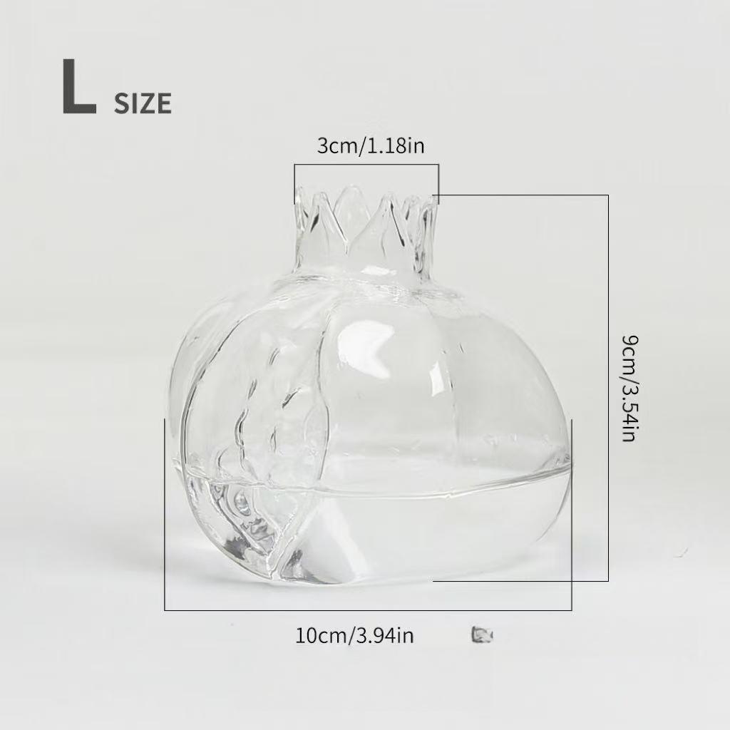 Glass Flower Vase Pomegranate Shaped Red Glass Vase Hydroponics Planter for Tabletop Home Decor Plant Containers