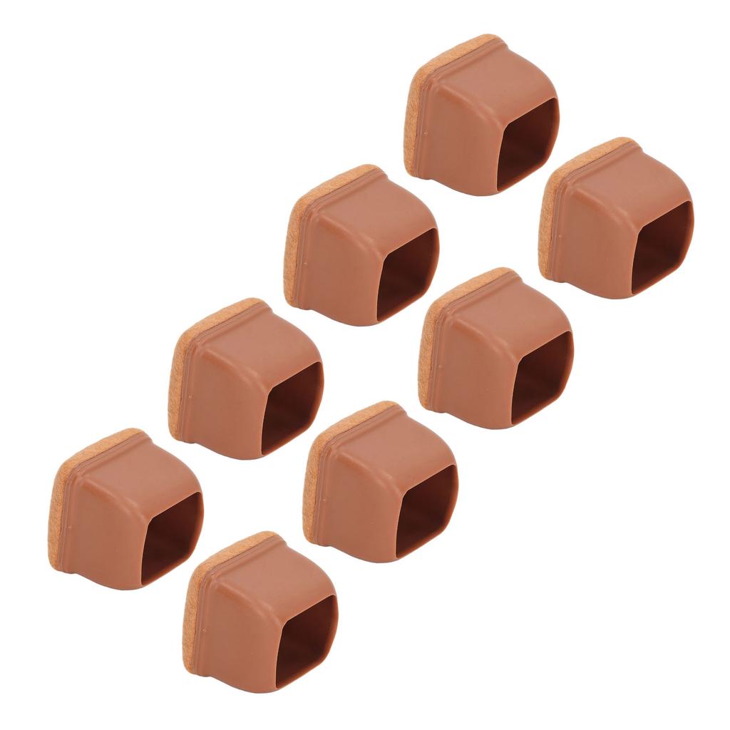 8 Stück Stuhlbeinkappen Hockerfußpolster Tischbeinschutz Stumm Verdickt Braun Quadratisch L