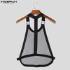 INCERUN Men Sleeveless Tank Tops Party Club Backless Hollow Mesh Vest