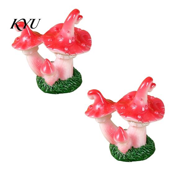 DIY Craft Supplies 2 Pcs Mini Mushroom Figurines, Miniature Resin Figures Tabletop Scenes for Micro Landscape, Fairy Garden, Aquarium, Bonsai