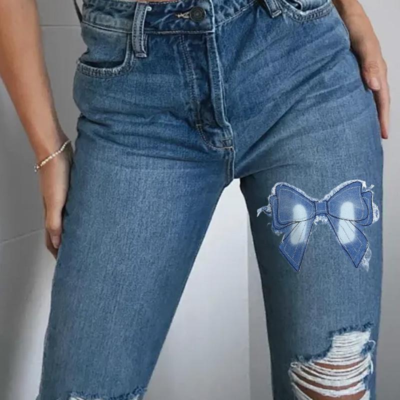 1PC Costurar para Roupas Patches de Jeans Patch de Bordado Grande Sapatos Esportivos Forma de Urso DIY Estrela de Cinco Pontas Gravata Borboleta