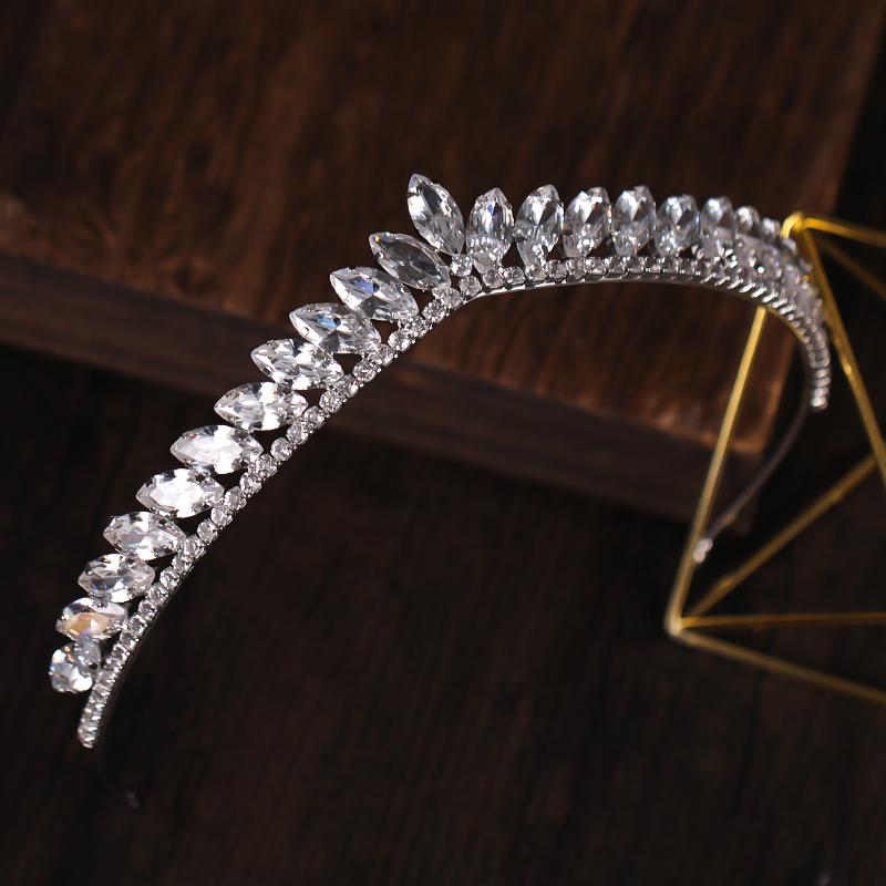 Exquisite Crystal Rhinestone Crown Wedding Accessories Tiara Head Jewelry for Bride Princess Hairband Queen Diadem Silver Color
