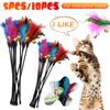 5/10PCS Cat Interactive Wand Colorful Feather Chicken Feather Cat Stick Bell Portable Creative Fashion Novelty Pet Cat Supplies
