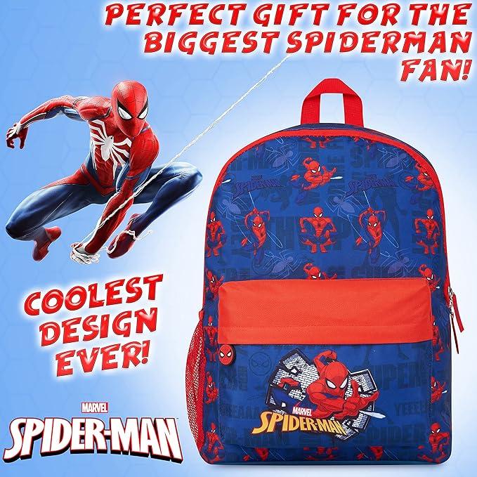 Spiderman Backpack for Kids, Blue and Red Design, Adjustable Straps, Lightweight Durable School Bag for Boys Girls