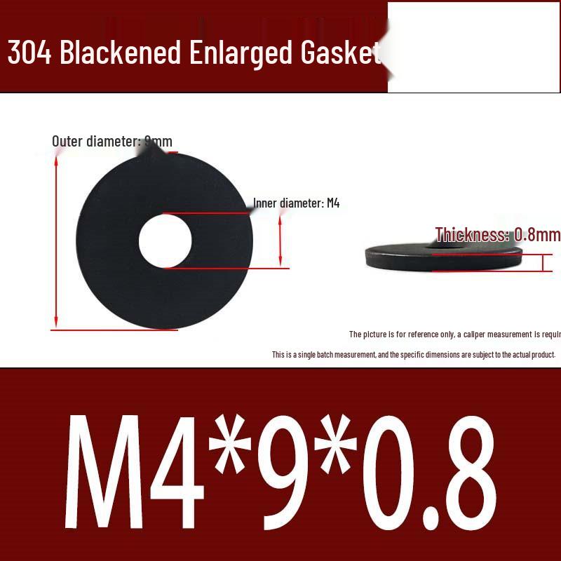 Large Black 304 Stainless Steel Ultra-Thin Oversized Flat Washer, Zinc-Plated