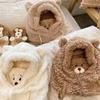 Cute Cartoon Bear Ear Hat Winter Warm Fleece Plush Scarf Hats with Mask Thick Lamb Cap Skullies Beanies Hats for Women Girls