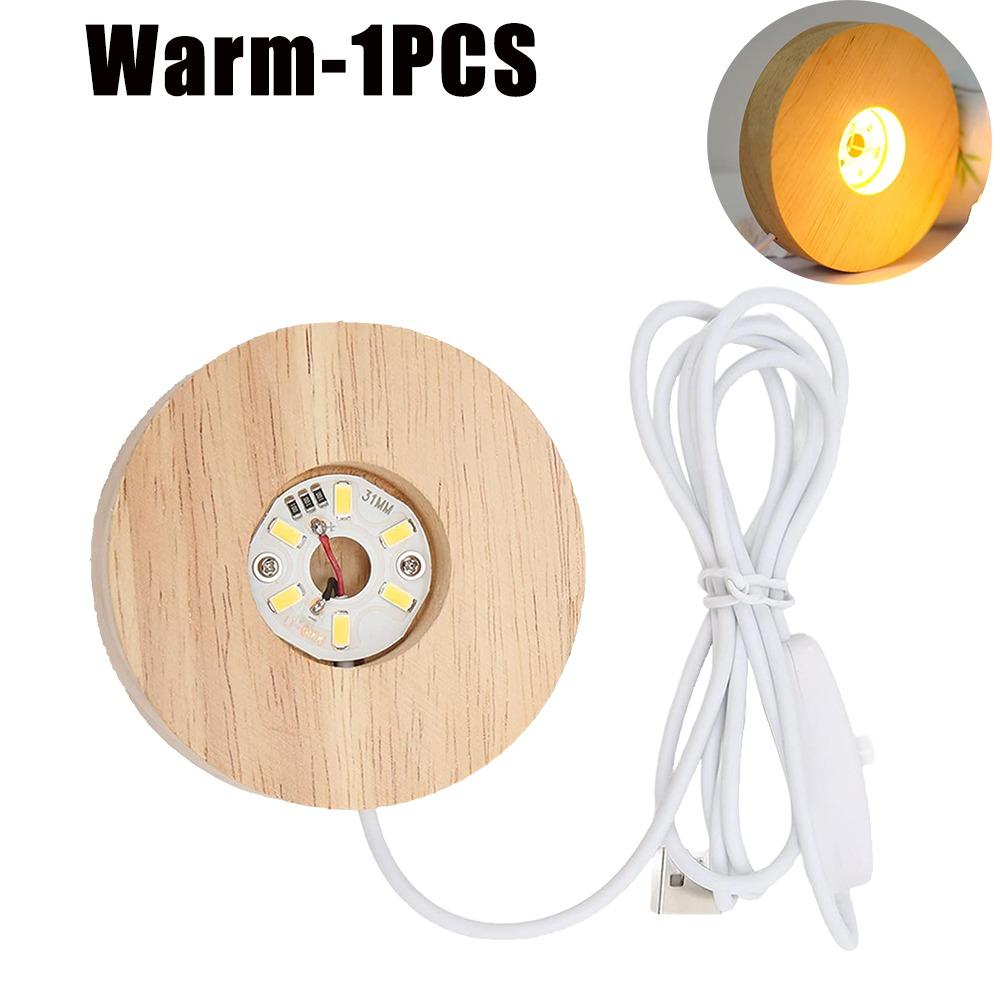 Wood Desktop Decorative Lights Light Base Night Light Wooden Led Usb Display Light Display Stand Lamp Holder Lamp Art Ornament