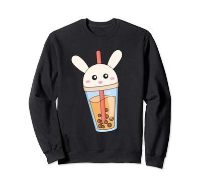 Cute and Adorable Anime Rabbit Bubble Tea and Milk Tea Lover Sweatshirt