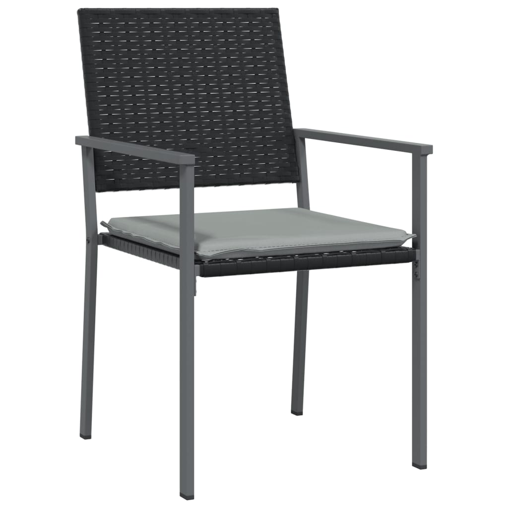 vidaXL Gartenstühle mit Kissen 2 Stk. Schwarz 54x62,5x89cm Poly Rattan