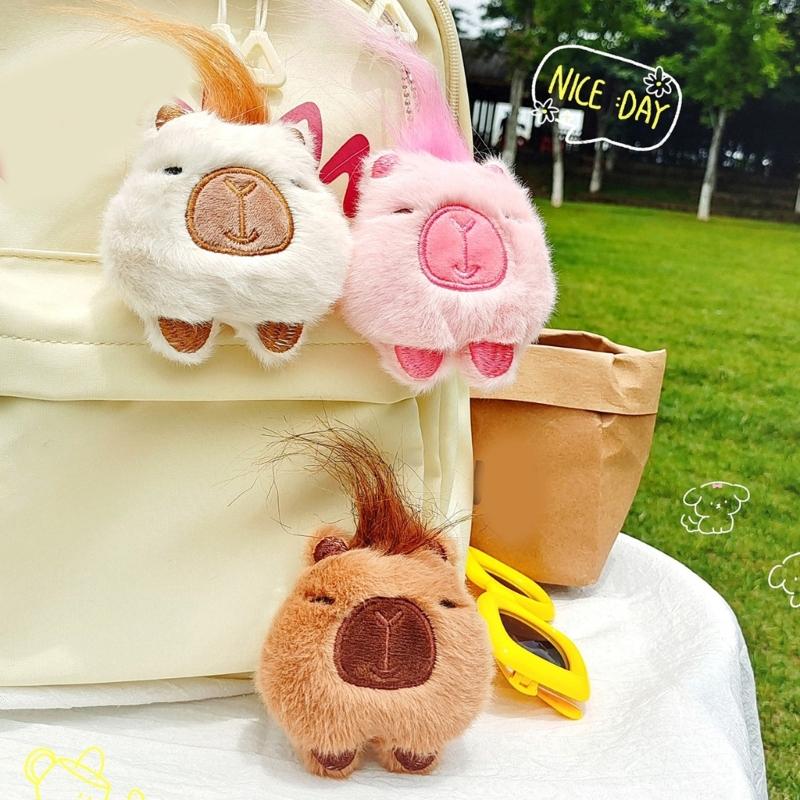 Entzückender Capybara Plüsch Schlüsselanhänger mit Quietschgeräusch für Taschen und Schlüssel Quietschendes Tier Schlüsselanhänger Anhänger Handy Dekoration