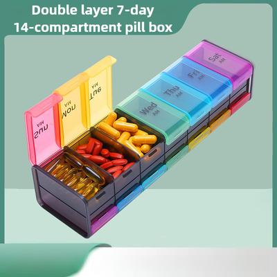 Extra Large Weekly Pill Organizer 2 Times a Day Am/Pm 7 Day Oversized Daily Vitamin Organizer Pill Container Medicine Holder