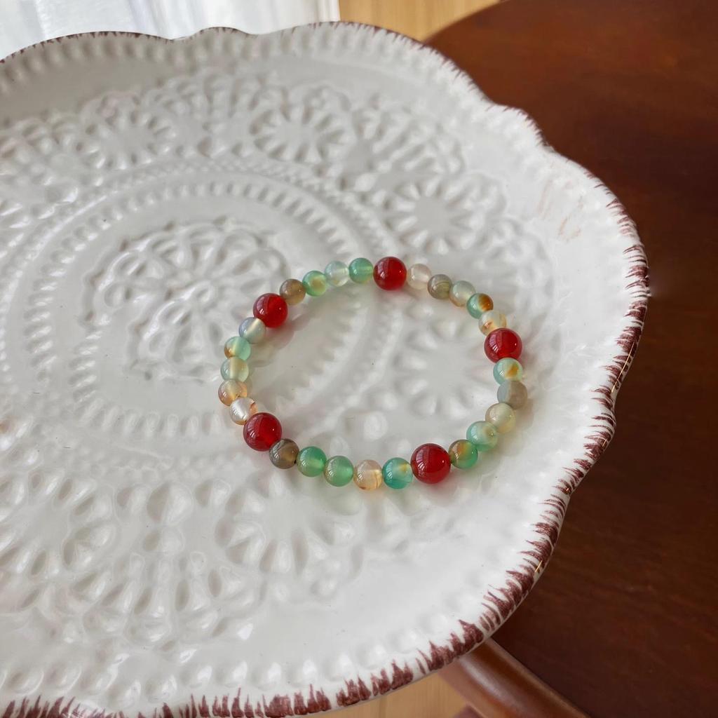 Chinese Peacock Agate Retro Jade Beaded Bracelet - High-End Ethnic Design