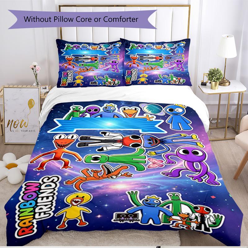 3pcs Duvet Cover Set (1*Duvet Cover + 2*Pillowcase, Without Core), Game Rainbow Friends Print Soft All‑Season Bedding Set, Home Bedroom Decor Gift