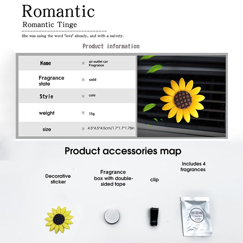 2pcs Car Fashion Multiflora Sunflower Car Air Outlet Fragrant Perfume Clip Air Freshener Diffuser For Women Interior Vent Clip Air Fresheners 2