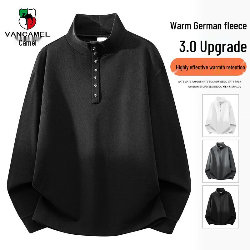 VANCAMEL Men s Autumn/Winter Semi-High Collar German Velvet Base Layer Sweatshirt S
