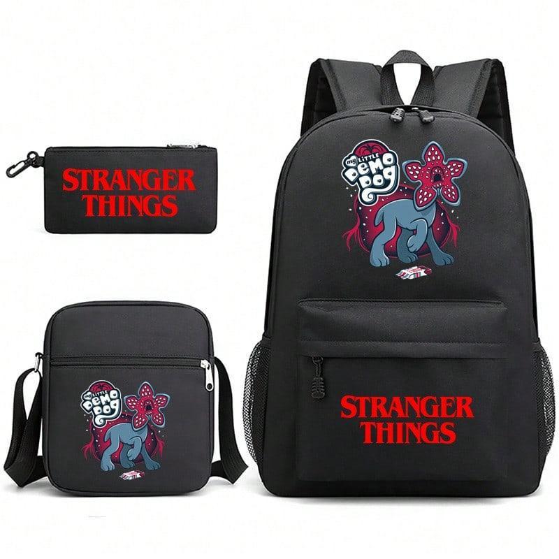 3 Piece School Backpack Set for Students Large Capacity Oxford Cloth Schoolbag with Shoulder Strap and Pencil Case