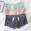 Boxer Underwear Men High Elastic Breathable Holes 3D Cutting Shorts Briefs Solid Color 3D U-Convex Panties Daily Wear