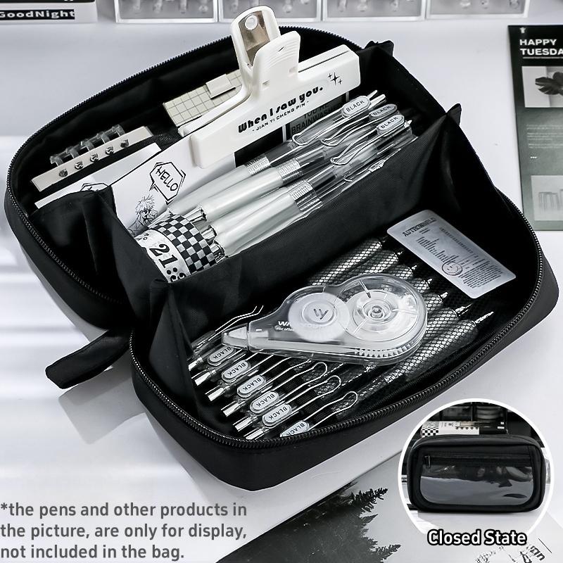 

Volcano Новый плоский складной пенал с портативной ручкой, прозрачный передний карман, пенал для канцелярских товаров, обратно в школу