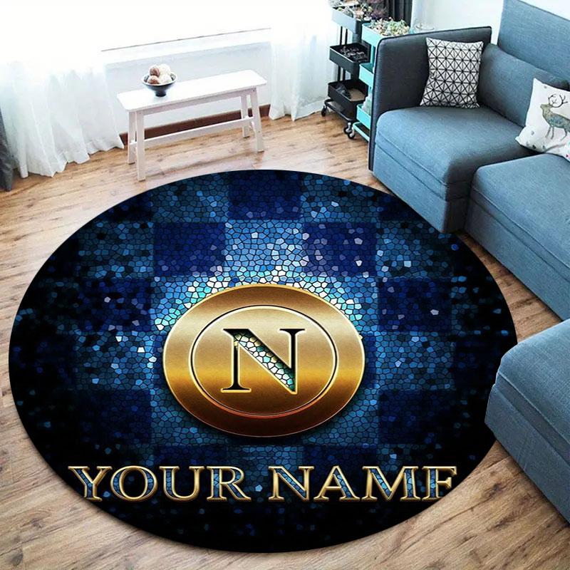 SSC Napoli Custom Name Round Area Rug,Carpet Rug for Living Room Bedroom Sofa Playroom Decor,Non-slip Floor Mat