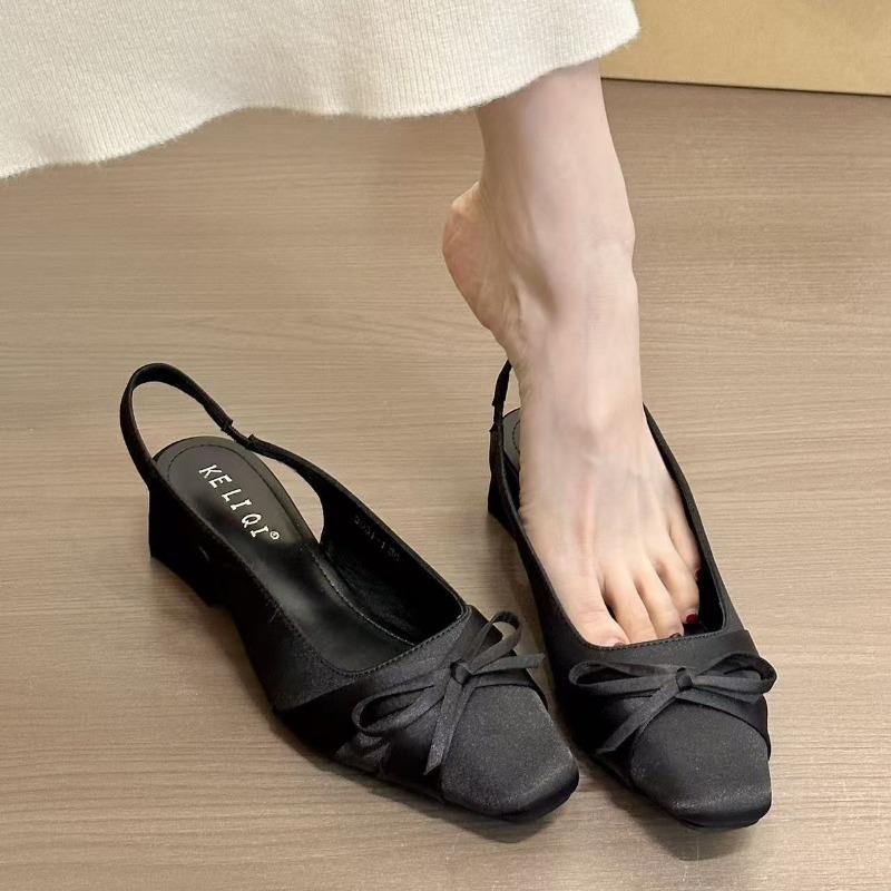 

Summer evening shoes thick heel bag head sandals women s spring skirt wearing bag head sandals women 40 чёрный