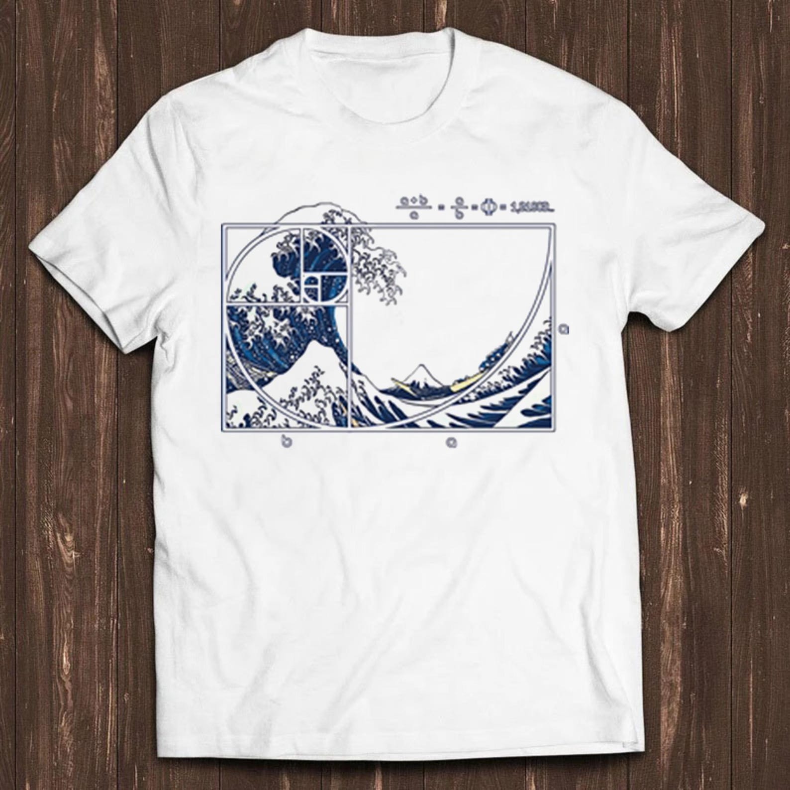 The Great Wave Off Kanagawa Fibonacci The Golden Spiral in Geometry Limited Edition Best Seller Funny Meme Top Gift Tee T Shirt C2093 3XL