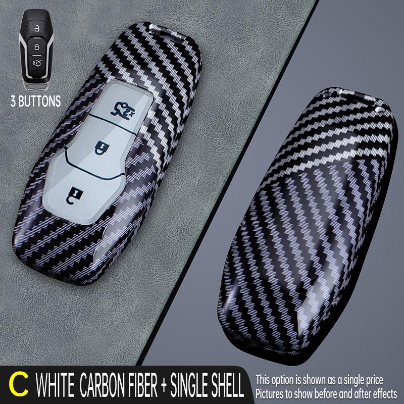 

For Ford Focus 3 4 ST Mondeo 5 MK5 Mustang F-150 Explorer Edge Fiesta Kuga MK3 4 ABS Car Remote Carbon Fibre Key Case Cover Chai