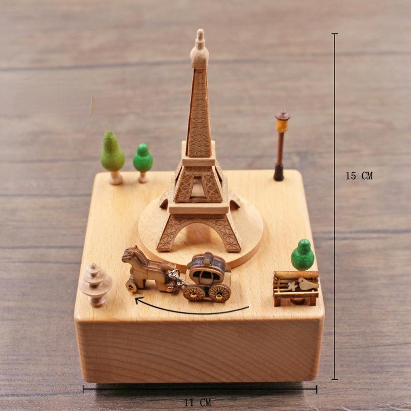 Neuheit Persönlichkeit Holz Spieluhr Heimdekoration Handwerk Karussell Kindergeburtstag Freundin Valentinstag Geschenk 11x15cm