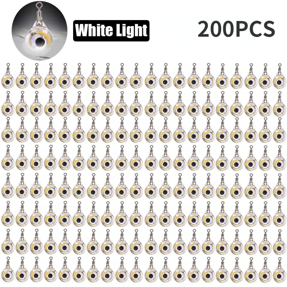 10-200pcs Mini Fishing Lure Light LED Deep Drop Underwater Eye Shape Squid Fish Bait Luminous Lure for Attracting Fish