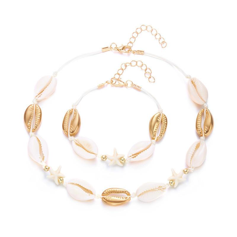 Collier de Coquillages avec Pendentif Étoile de Mer pour la Mode d'Été à la Plage