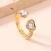 Pink White Zircon Heart Ring Stainless Steel Gold Color Women Trendy Open Rings Luxury Zircon Birthday Gift Wholesale