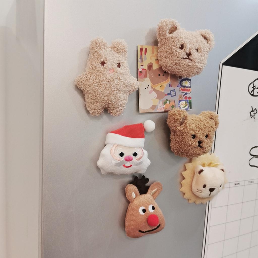 Plush Bear Fridge Magnet Rubber Soft Magnet 3D Animal Fridge Magnet for Kitchen Decoration Milk Tea Color
