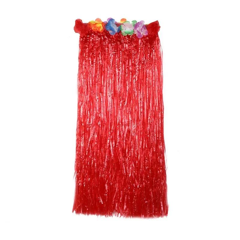 Girls Hawaiian Grass Hula Skirt Costume Set Vibrant Color Performance Dress with Flower Decor for Birthday Party Decor