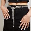 Double Buckle Belt Rhinestone Inlaid Tassel Waistband Elegant Decorative Jeans Pants Belt Dress Girdle For Women