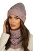 Apricot Winter Set Hat with Snood Color Pink