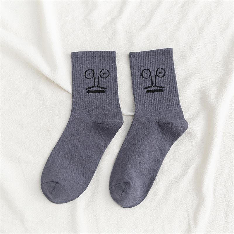 

Забавные женские носки до середины икры в корейском стиле: Трендовый весенне-летний милый японский стиль интернет-знаменитости With paper card темно-серого