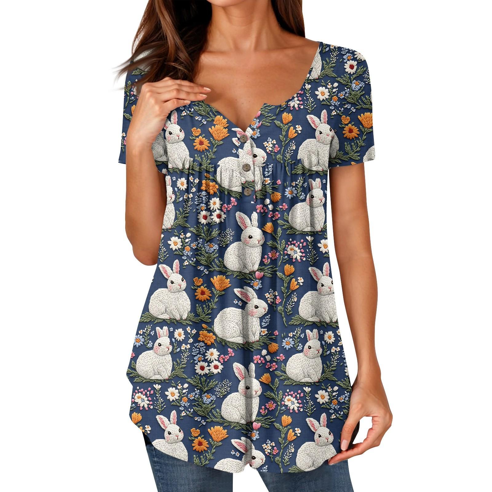 

Женские туники, топы, нарядные, повседневные, летние, с принтом, рубашки с коротким рукавом, свободный крой, плиссированный топ в стиле бохо L синий