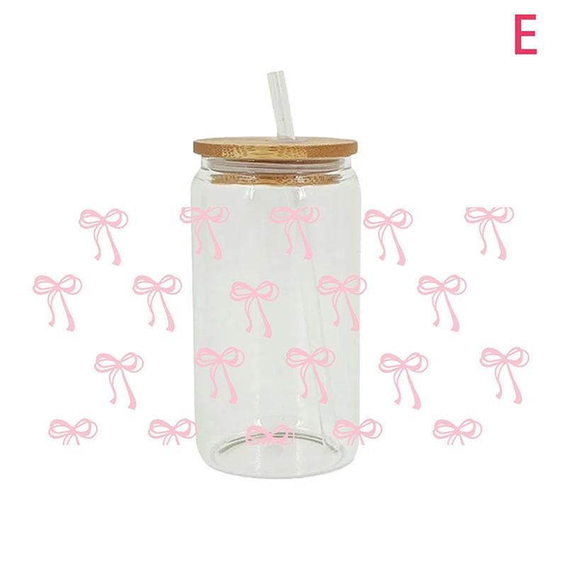 

Струящиеся банты УФ DTF обертка для стакана пива 16 унций красивые ленты с любовью милый девчачий дизайн обертки для стакана УФ DTF наклейка