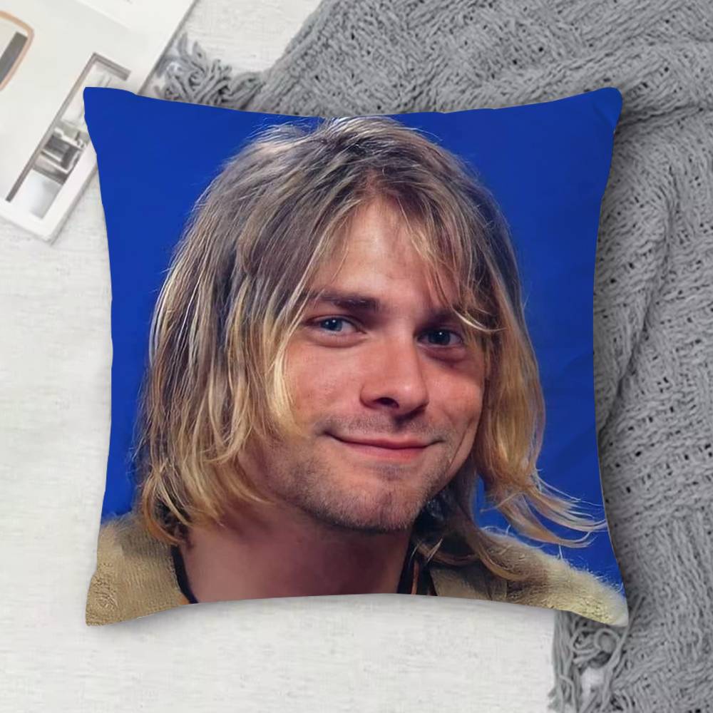 KKurt Cobain Doublesided Printed Square Decorative Cushion Cover for Sofa Living Room Home Decor