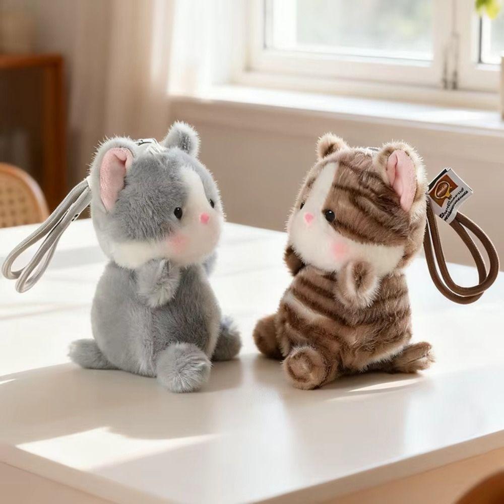15cm Cat Stuffed Keychain Soft Plush Kitten Pendant Kawaii Cat Plush Keychain Desk Decor