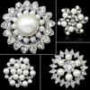 Faux Pearl Flower Brooch Collar Pin Rhinestone Crystal Bridal Jewelry Present