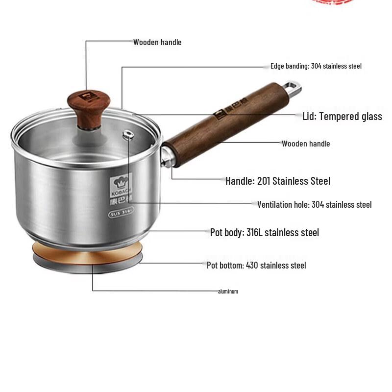KOBACH 316L Stainless Steel 18cm Cooking Pot