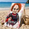 Custom Name Chucky's Bloody Invitation Beach Towel Microfiber Beach Towel, Lightweight and Quick-Dry, for Summer Travel, Swimming Pool Gift