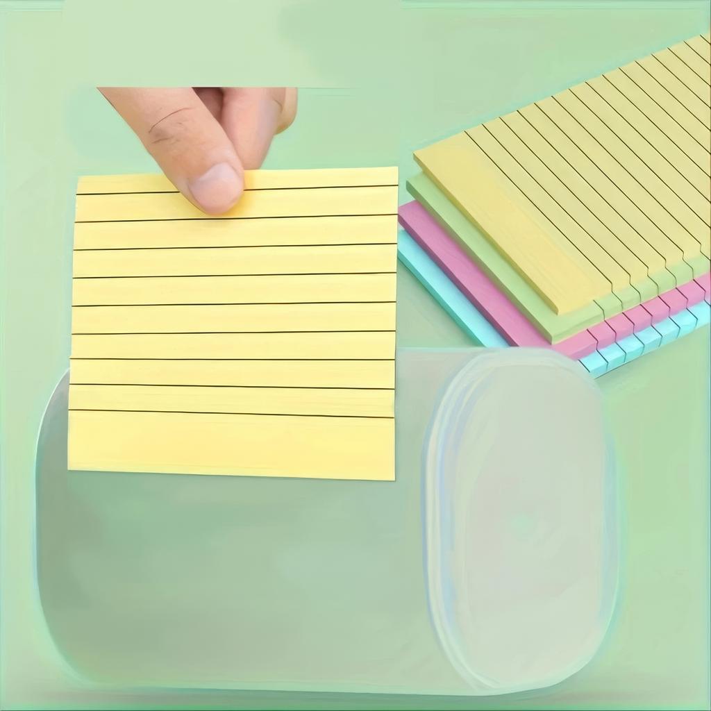 1-Piece Ruled Sticky Note Cube – Compact Design with 100 Sheets for Quick Notes, Indexing, and Bookmarking