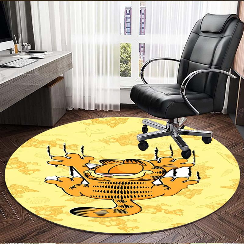 Garfield Print Round Rug, Washable Floor Carpet, For Entryway Dorm Laundry Room Office Study, Home Decor Birthday Christmas Gift