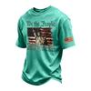 Men's Vintage Washed Crew Neck Short Sleeve T Shirt Independence Day Graphic Print 250 Years Commemorative Design Casual Fit