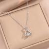 Copper Zirconia Skirt Pendant Necklace - Titanium Steel Classic Clavicle Chain for Women