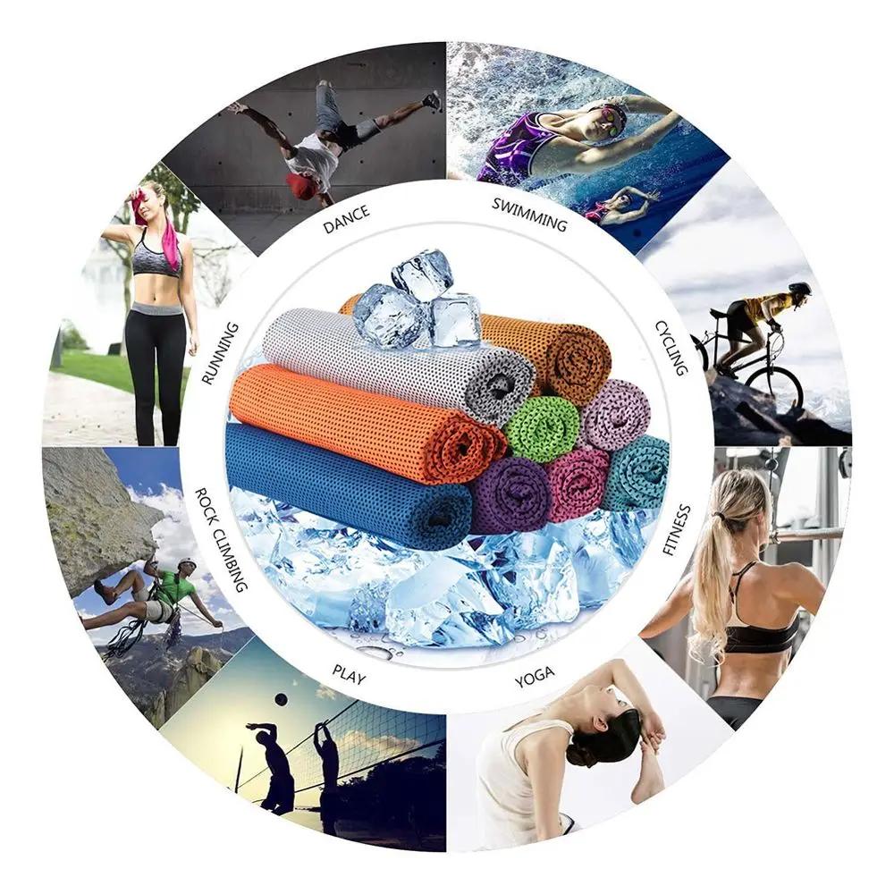 Outdoor Sport Ice Towel 30*80cm Portable Mini Polyester Fiber Cooling Towel Ride Fitness Sports Gym Running Quick Dry Cool Towel