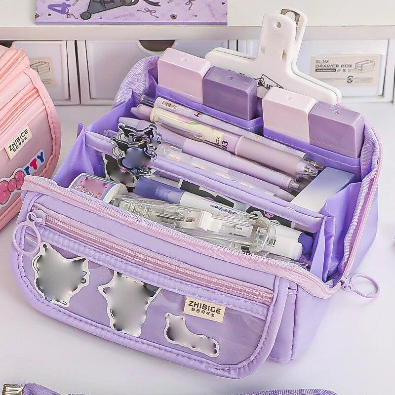 Pencil Case Large Capacity Schoolgirl Stationery Box High Value Stationery Bag Multifunctional Pencil Case