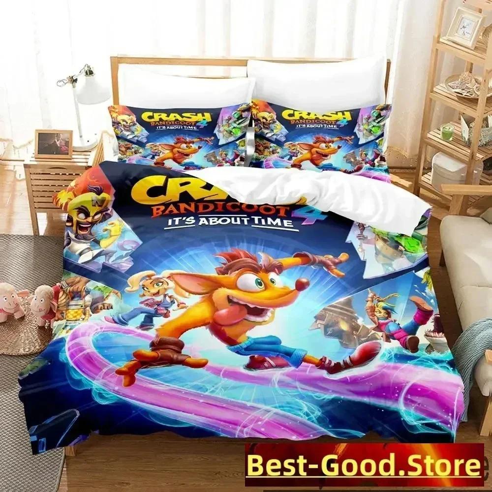 3D Print Crash Bandicoot Game Bedding Set Duvet Cover Sheet Printed Bed Set Pillowcase Full Queen King Size Comforter Bedroom