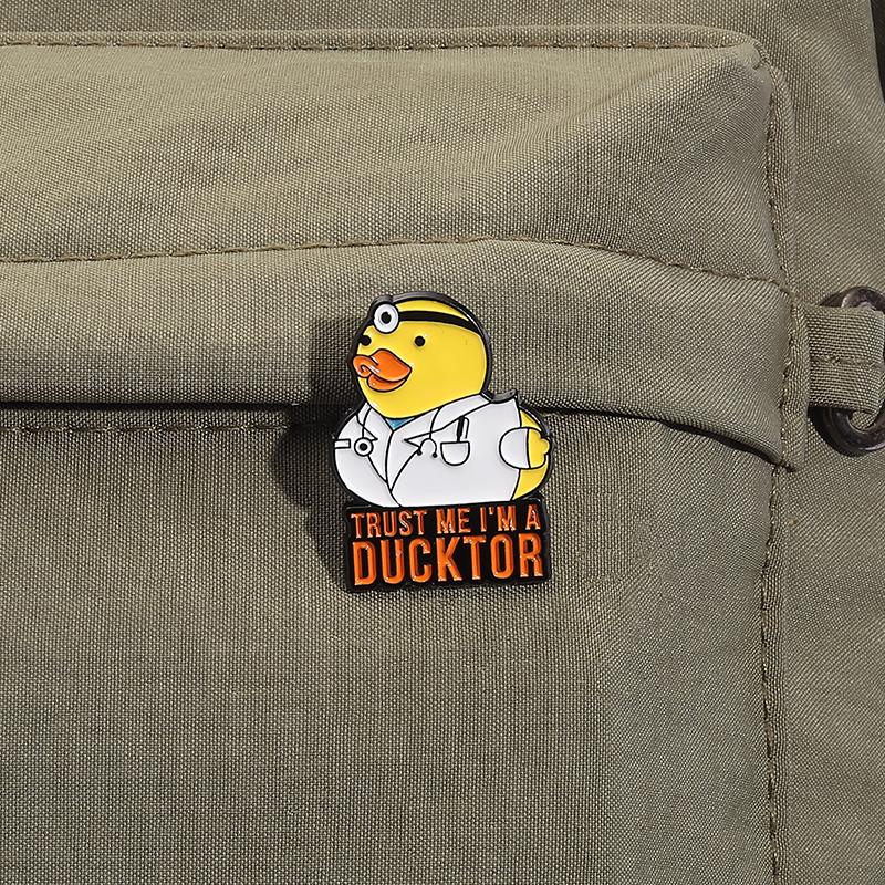 Trust Me I'm A Doctor Enamel Pin Cartoon Ducktor Veterinary Funny Humorous Animal Brooches Lapel Badge Jewelry Gifts For Friends